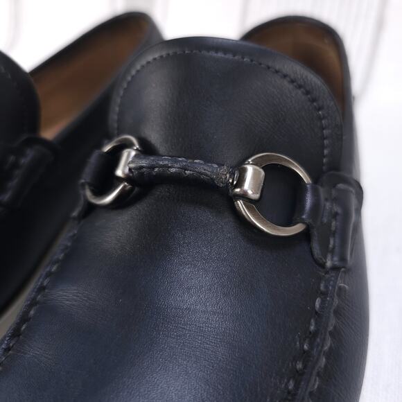 MAGNANNI Shoes Mens 8.5 Navy Blue Leather Bit Marbella Loafers Preppy Docksiders - Picture 12 of 14